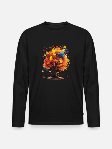 AUTUMN TREE - Men's Premium Organic Long Sleeve Shirt - black