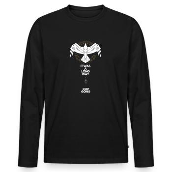 Keep going Nordisches Motivations Design - Männer Premium Bio Langarmshirt - Schwarz - Vorne - Nico (187cm)