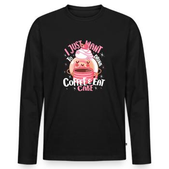 Cake Baker Just Want Eat Cake Cupcake - Men's Premium Organic Long Sleeve Shirt - black - Front - Nico (187cm)