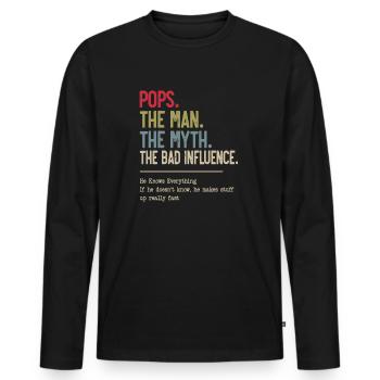 Pops L’homme Le mythe La mauvaise influence - T-shirt manches longues Premium bio Homme - noir - Devant - Nico (187cm)
