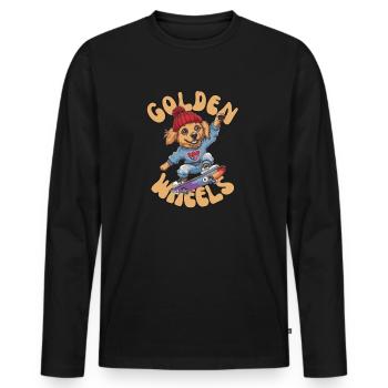 Golden Retriever Skater - Streetwear Skater Outfit - Männer Premium Bio Langarmshirt - Schwarz - Vorne - Nico (187cm)