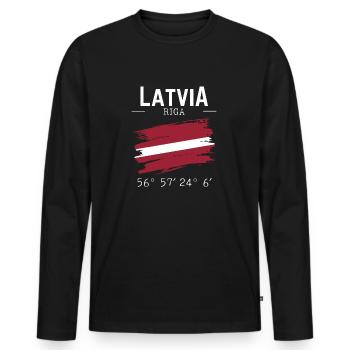Drapeau de la Lettonie Souvenir Riga Capitale Lettonie - T-shirt manches longues Premium bio Homme - noir - Devant - Nico (187cm)