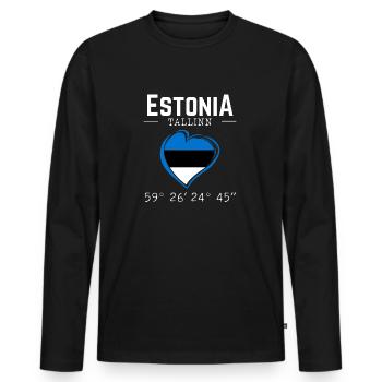 Estland Souvenir Flagge Hauptstadt Tallinn - Männer Premium Bio Langarmshirt - Schwarz - Vorne - Nico (187cm)