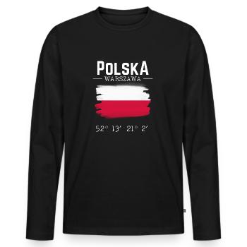 Polska Poland Souvenir Flag Warsaw Capital - Men's Premium Organic Long Sleeve Shirt - black - Front - Nico (187cm)