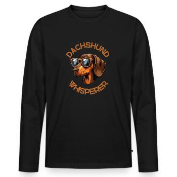 Dachshund Whisperer - Cadeaux drôles de teckel - T-shirt manches longues Premium bio Homme - noir - Devant - Nico (187cm)