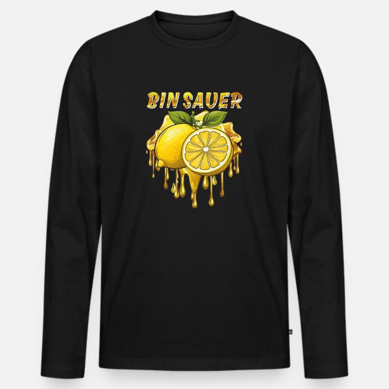 ZITRONE BIN SAUER - Männer Premium Bio Langarmshirt - Schwarz