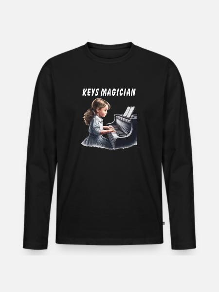 PIANO KEYS MAGICIAN - Men's Premium Organic Long Sleeve Shirt - black