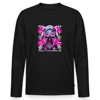 Cyberpunk Anime Girl Cyborg Futuristic Japanese - Men's Premium Organic Long Sleeve Shirt - black - Front - Nico (187cm)
