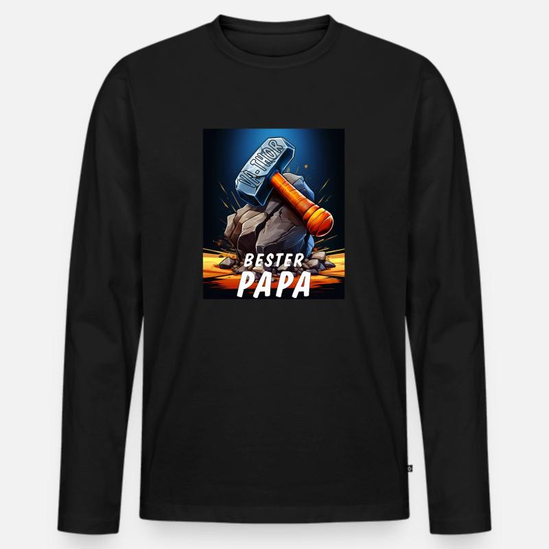 VA-THOR HAMMER BESTER PAPA - Männer Premium Bio Langarmshirt - Schwarz
