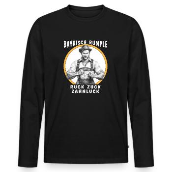 HOMME BAVAROIS GRONDEMENT EN UN RIEN DE TEMPS À L’ÉCART DES DENTS - T-shirt manches longues Premium bio Homme - noir - Devant - Nico (187cm)