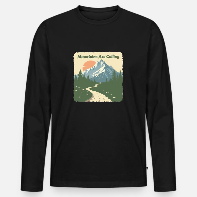 DIE BERGE RUFEN - Männer Premium Bio Langarmshirt - Schwarz