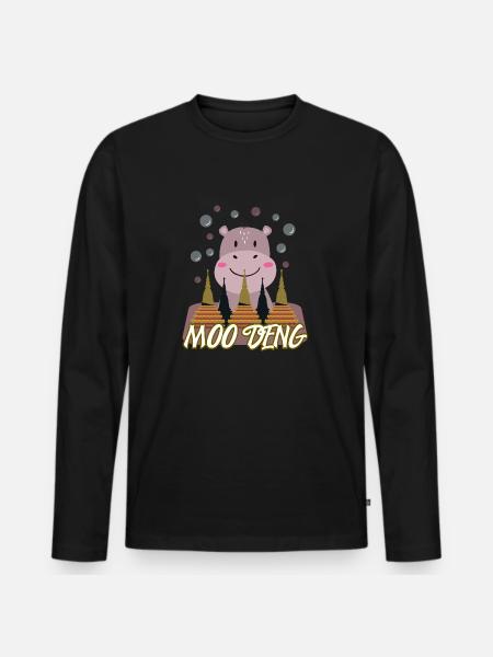 Moo Deng Sød Flodhest Baby Dyr - Premium økologisk langærmet T-shirt til mænd - sort