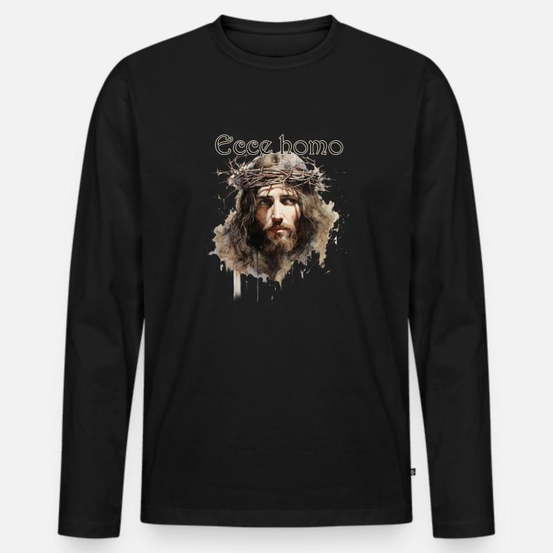 Ecce homo - Männer Premium Bio Langarmshirt - Schwarz