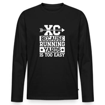Runn Country Runner and XC Coach - Unique Cross - Men's Premium Organic Long Sleeve Shirt - black - Front - Nico (187cm)