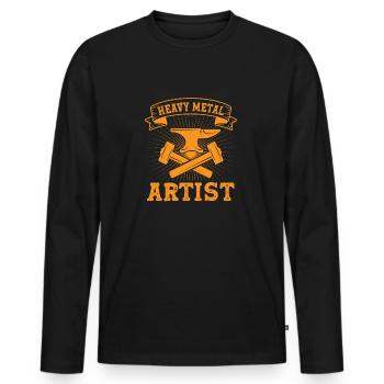 Idée cadeau d’artiste Heavy Metal Forgeron - T-shirt manches longues Premium bio Homme - noir - Devant - Nico (187cm)