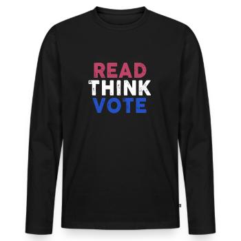 Read Think Vote - Männer Premium Bio Langarmshirt - Schwarz - Vorne - Nico (187cm)
