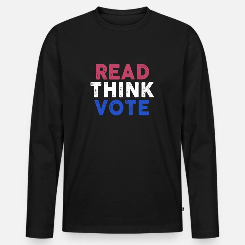 Read Think Vote - Männer Premium Bio Langarmshirt - Schwarz