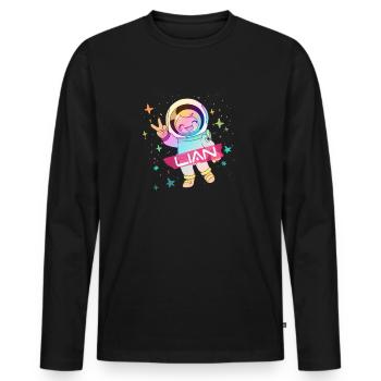 LIAN - Beautiful boy name with cute astronaut - Men's Premium Organic Long Sleeve Shirt - black - Front - Nico (187cm)