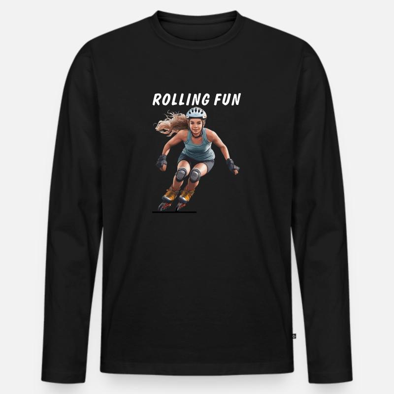 FRAU ROLLSCHUHE ROLLING FUN - Männer Premium Bio Langarmshirt - Schwarz