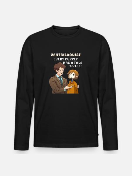 BUIKSPREKER ELKE POP HEEFT EEN VERHAAL TE VERTELLEN - Mannen Premium Bio shirt met lange mouwen - zwart