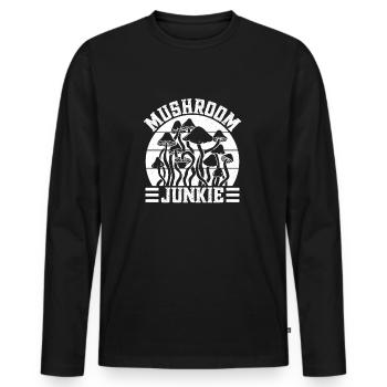 Morilles Champignons Junkie - T-shirt manches longues Premium bio Homme - noir - Devant - Nico (187cm)