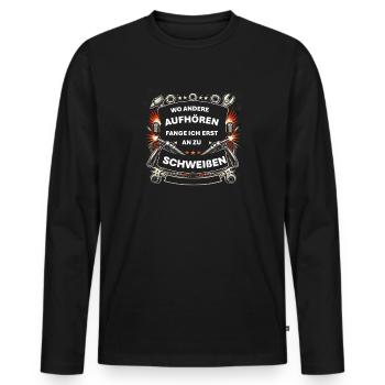 Là où d’autres s’arrêtent, je commence tout juste à souder - T-shirt manches longues Premium bio Homme - noir - Devant - Nico (187cm)
