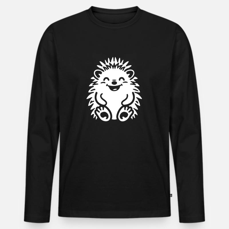 Igel - Männer Premium Bio Langarmshirt - Schwarz