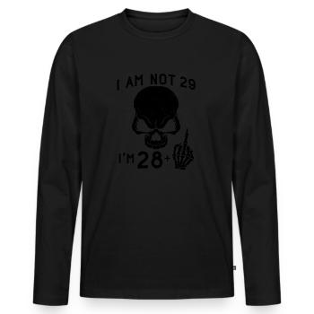 Ich bin 28 plus Mittelfinger - 29. Geburtstag - Männer Premium Bio Langarmshirt - Schwarz - Vorne - Nico (187cm)