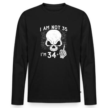 J’ai 34 ans et majeur - 35e anniversaire - T-shirt manches longues Premium bio Homme - noir - Devant - Nico (187cm)