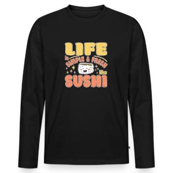 Japanese Food Lover LIfe Is Simple Like Sushi - Men's Premium Organic Long Sleeve Shirt - black - Front - Nico (187cm)