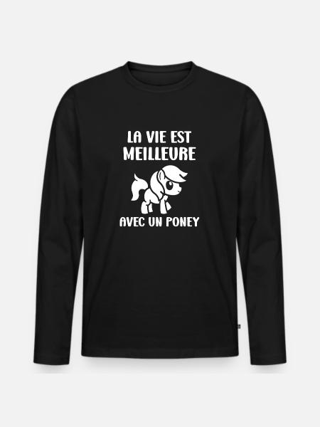 Humour poney - T-shirt manches longues Premium bio Homme - noir