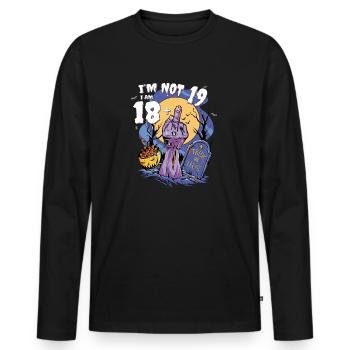 Turning 19: 18 + Zombie Finger for a Spooky - Men's Premium Organic Long Sleeve Shirt - black - Front - Nico (187cm)