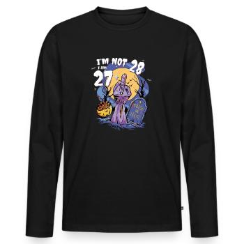 Ich bin 27 + Zombie Finger: Oktober Halloween 28. - Männer Premium Bio Langarmshirt - Schwarz - Vorne - Nico (187cm)