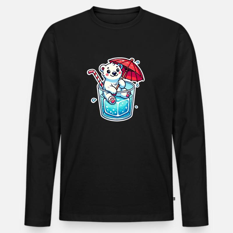Eisbär Eiswürfel - Männer Premium Bio Langarmshirt - Schwarz