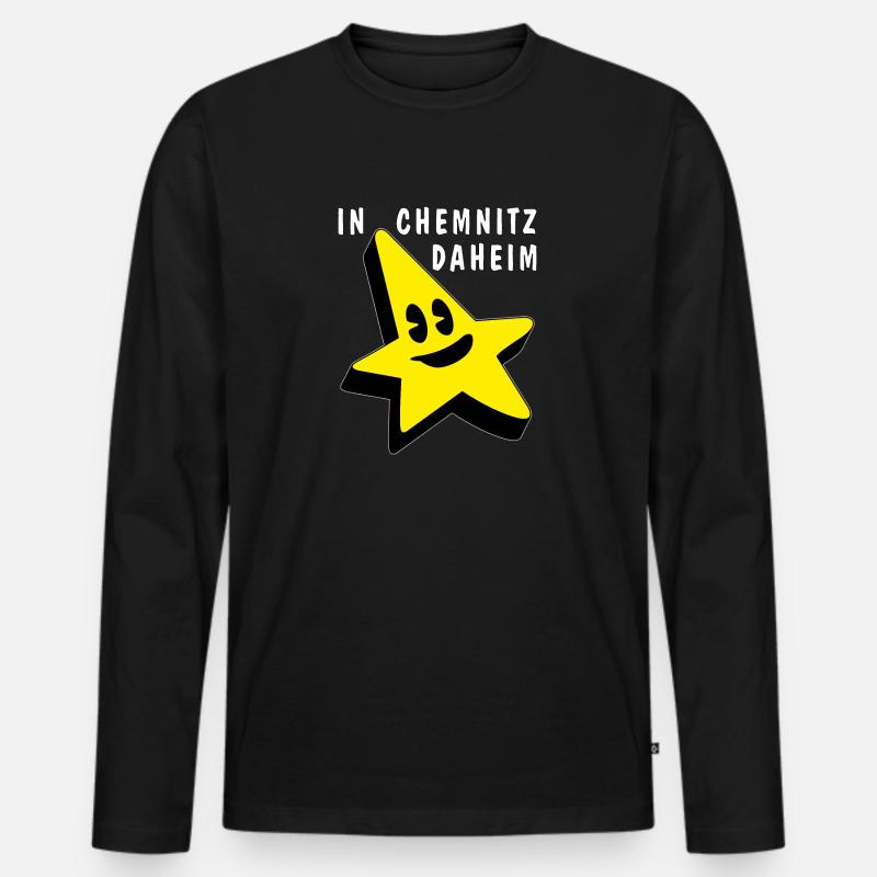 IN CHEMNITZ DAHEIM - Männer Premium Bio Langarmshirt - Schwarz