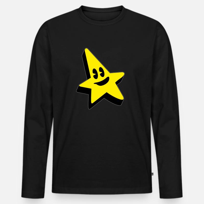 STERN - Männer Premium Bio Langarmshirt - Schwarz