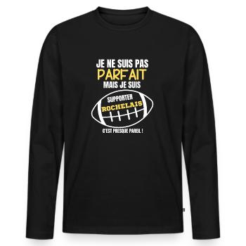 Supporter La Rochelle Parfait Rugby - T-shirt manches longues Premium bio Homme - noir - Devant - Nico (187cm)
