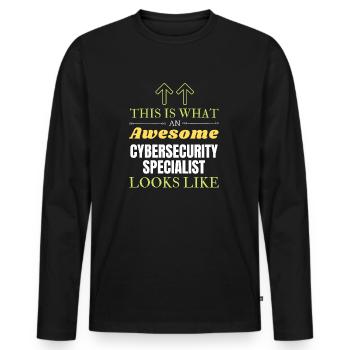 This is What an Awesome Cybersecurity Specialist L - Men's Premium Organic Long Sleeve Shirt - black - Front - Nico (187cm)