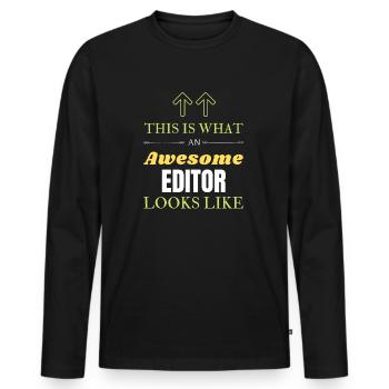 Voici à quoi ressemble un éditeur génial - T-shirt manches longues Premium bio Homme - noir - Devant - Nico (187cm)