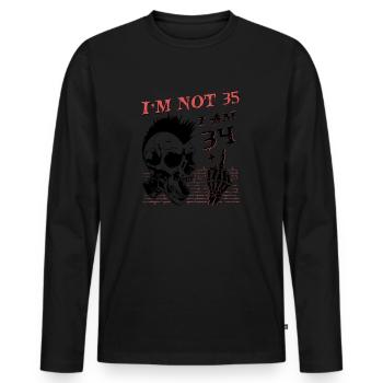 J’ai 34 ans et majeur - 35e anniversaire - T-shirt manches longues Premium bio Homme - noir - Devant - Nico (187cm)