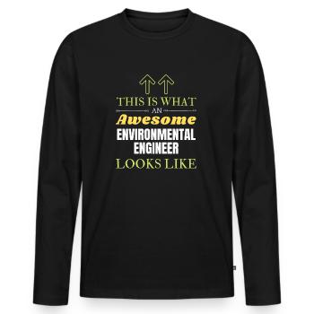 C’est ce qu’un ingénieur en environnement génial loo - T-shirt manches longues Premium bio Homme - noir - Devant - Nico (187cm)