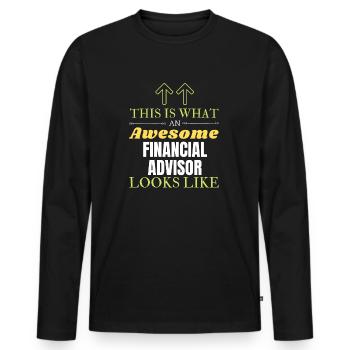 Voici à quoi ressemble un conseiller financier génial Li - T-shirt manches longues Premium bio Homme - noir - Devant - Nico (187cm)
