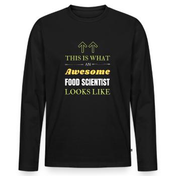 Voici à quoi ressemble un scientifique alimentaire génial - T-shirt manches longues Premium bio Homme - noir - Devant - Nico (187cm)