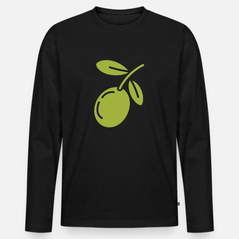 Olive - Männer Premium Bio Langarmshirt - Schwarz