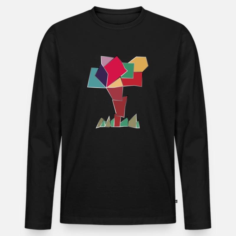 Glücklicher Baum - Männer Premium Bio Langarmshirt - Schwarz