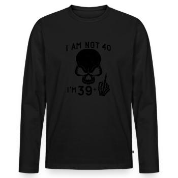 Ich bin 39 plus Mittelfinger - 40. Geburtstag - Männer Premium Bio Langarmshirt - Schwarz - Vorne - Nico (187cm)