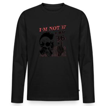 J’ai 36 ans et majeur - 37e anniversaire - T-shirt manches longues Premium bio Homme - noir - Devant - Nico (187cm)