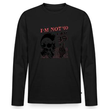 Ich bin 39 plus Mittelfinger - 40. Geburtstag - Männer Premium Bio Langarmshirt - Schwarz - Vorne - Nico (187cm)