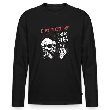 J’ai 36 ans et majeur - 37e anniversaire - T-shirt manches longues Premium bio Homme - noir - Devant - Nico (187cm)