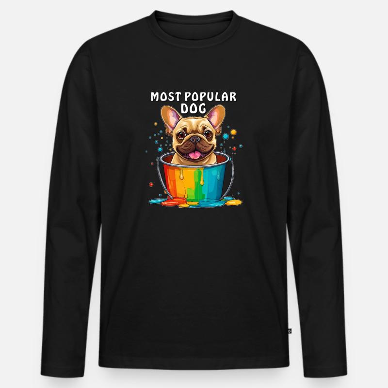 FRENCHIE MOST POPULAR DOG - Männer Premium Bio Langarmshirt - Schwarz